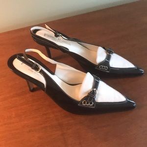 Leather sling back heels